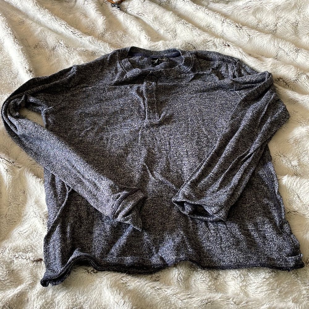 Treasure & Bond Shirt Mens Crew Neck Regular Fit Cotton Long Sleeve Grey